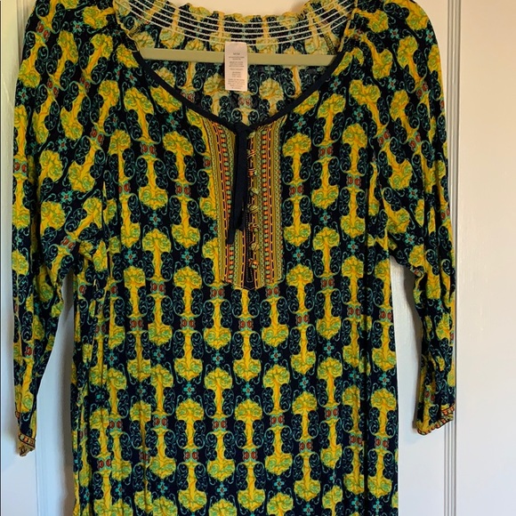 Yellow tribal print 3/4 sleeve Avon Dress Medium - Picture 4 of 8